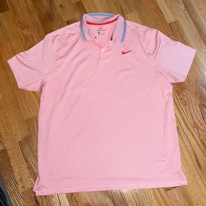 Nike red and white golf dri fit polo